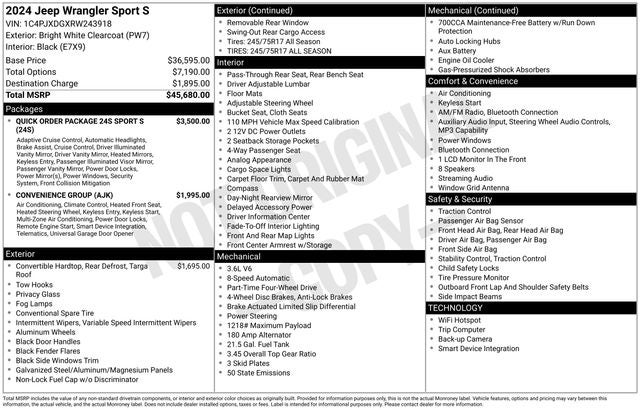 2024 Jeep Wrangler Sport S