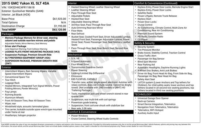 2015 GMC Yukon XL SLT 1500