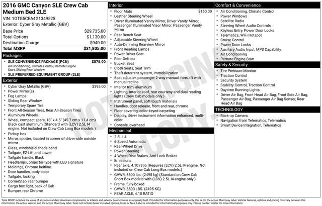 2016 GMC Canyon SLE1