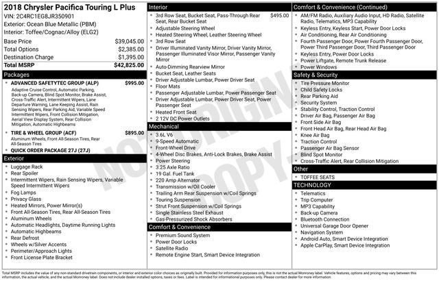 2018 Chrysler Pacifica Touring L Plus