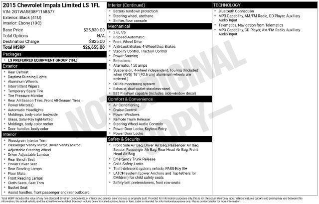 2015 Chevrolet Impala Limited LS