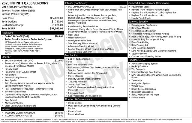 2023 INFINITI QX50 Sensory