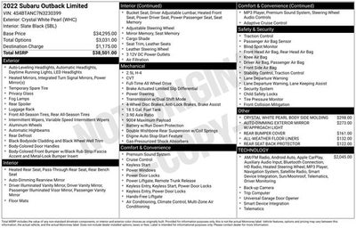 2022 Subaru Outback Limited