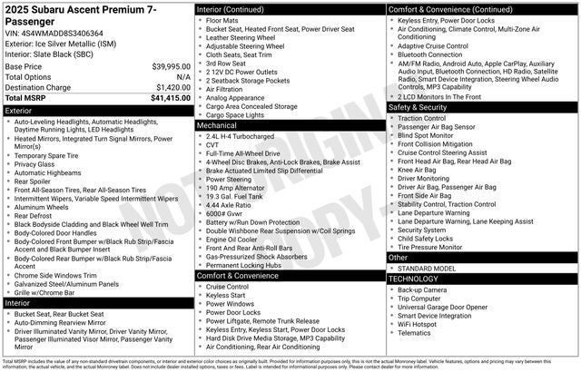 2025 Subaru Ascent Premium
