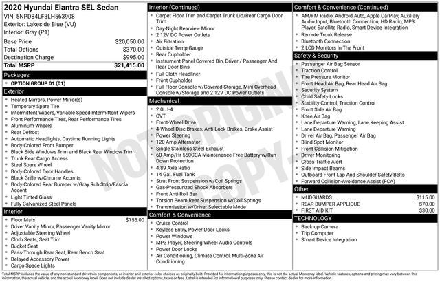 2020 Hyundai Elantra SEL