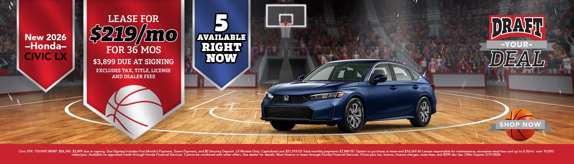 New 2026 Honda Civic LX - 5 Available Right Now