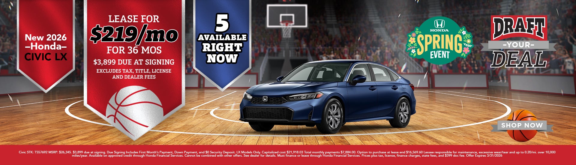 New 2026 Honda Civic LX - 5 Available Right Now